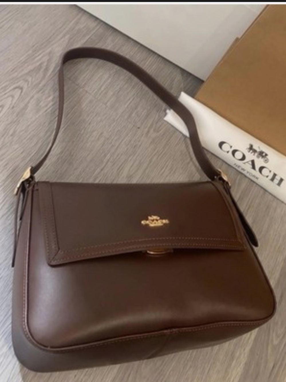 Coach Brown Leather Crossbody Bag - Gold Hardware